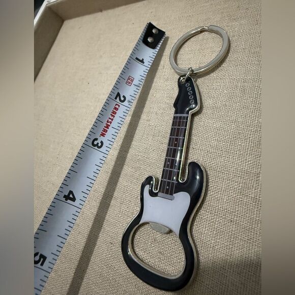 Electric Guitar Keychain Bottle Opener – Rock Music Lover Gift in Black & Silver - Picture 8 of 14